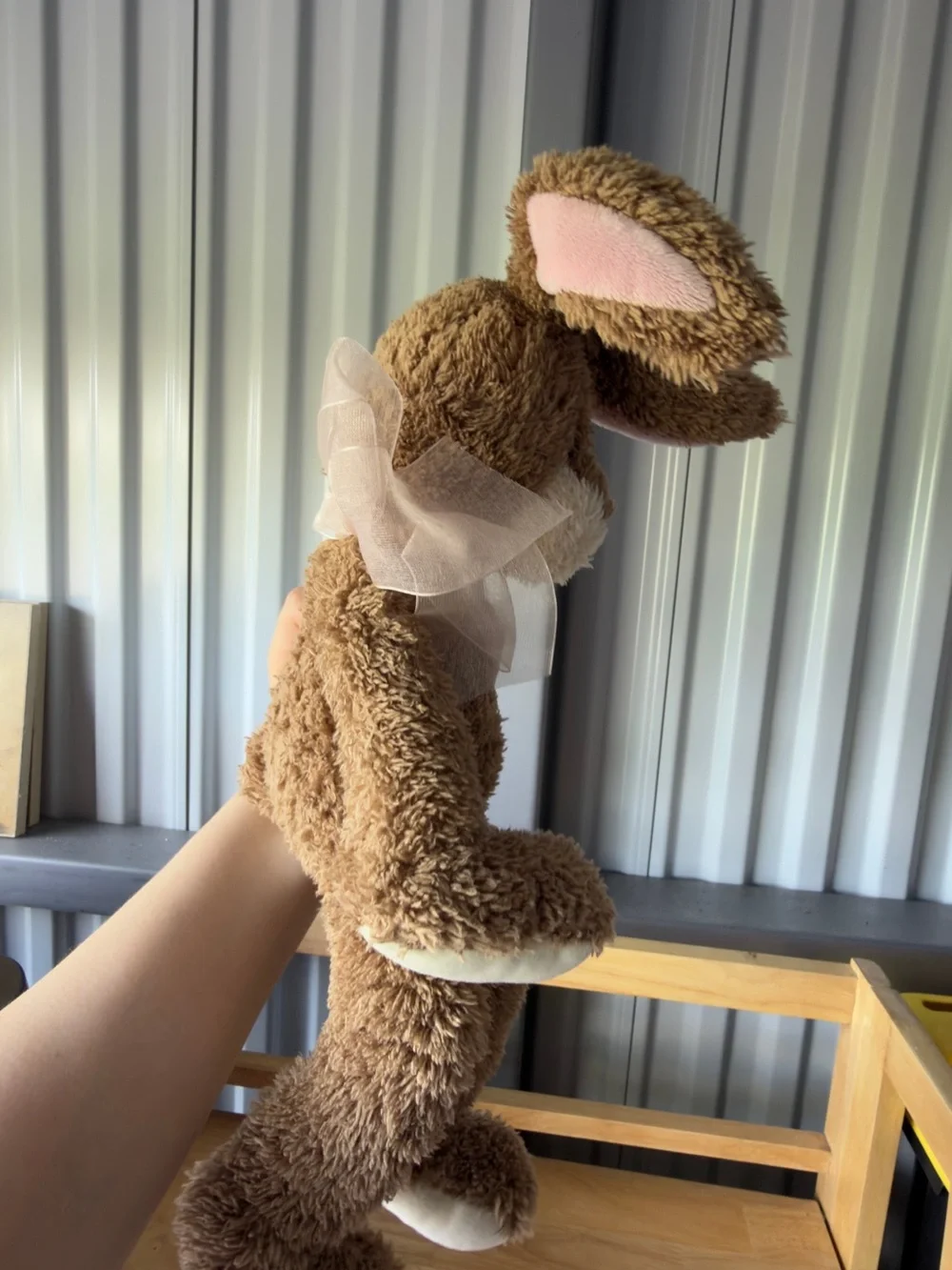 Plush Brown Bunny Stuffed Animal with Pink Bow New Without Tag